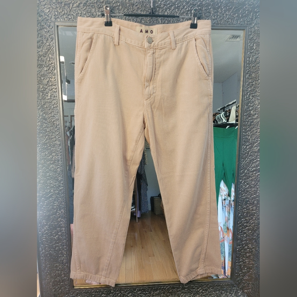 AMO Slouch Trouser Jeans Pale Pink. Size 29.